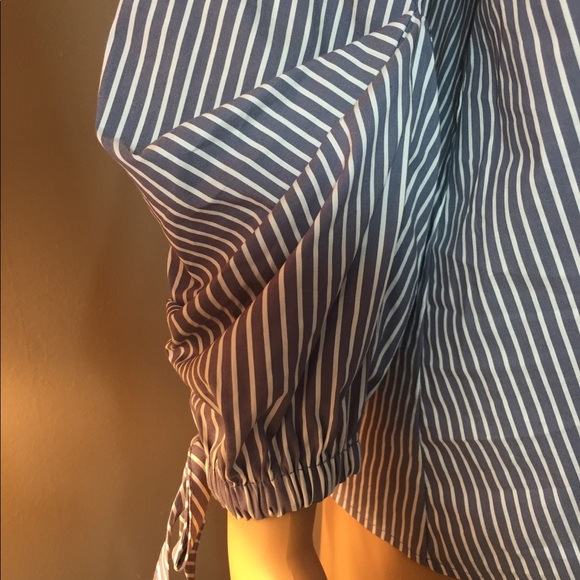 Belle Sky gray/Blue Striped Off Shoulder Blouse - Picture 3 of 6